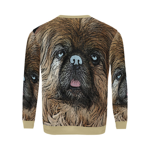 Pekingese Love Beige All Over Print Crewneck Sweatshirt for Men/Large (Model H18)