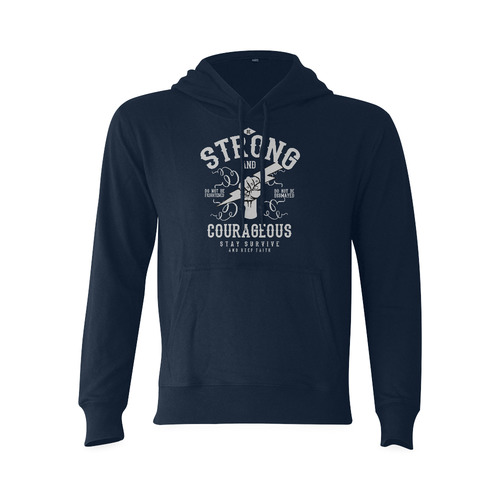 Strong and Courageous Dark Blue Oceanus Hoodie Sweatshirt (Model H03)