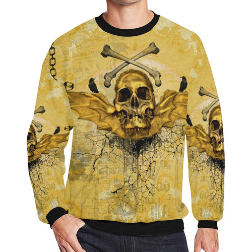 Awesome skull in golden colors Men's Oversized Fleece Crew Sweatshirt (Model H18)