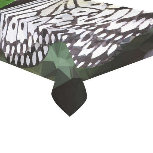 Butterfly Green Leaves Low Poly Geometric Polygons Cotton Linen Tablecloth 60"x 104"