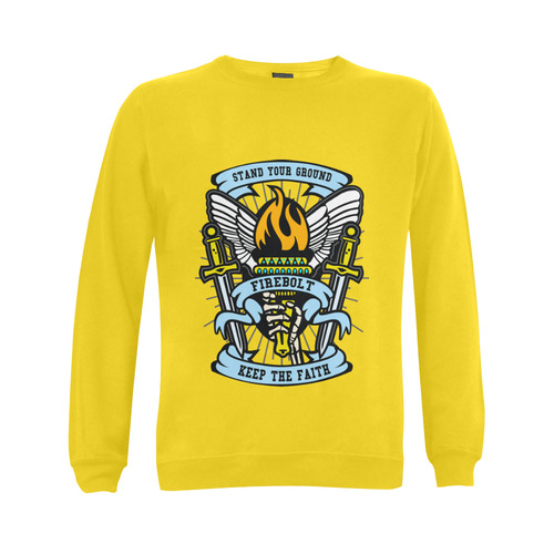 Torch Modern Yellow Gildan Crewneck Sweatshirt(NEW) (Model H01)