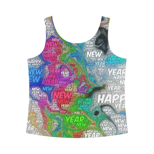 WordArt Happy new Year by FeelGood All Over Print Tank Top for Women (Model T43)