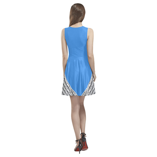 Assyrian Wing Light Blue Dress Thea Sleeveless Skater Dress(Model D19)