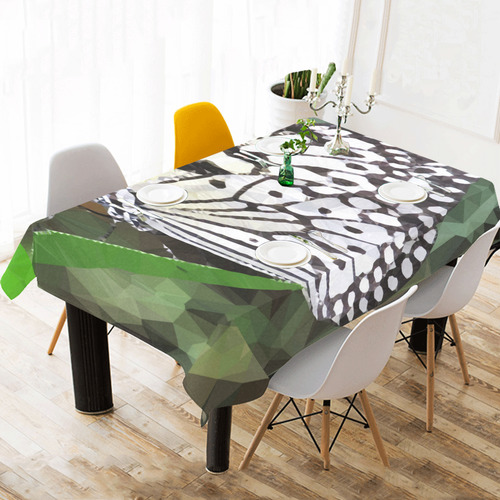 Butterfly Green Leaves Low Poly Geometric Polygons Cotton Linen Tablecloth 60"x 104"