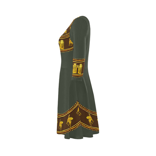 Ishtar Gate with Lamassu Dress 3/4 Sleeve Sundress (D23)