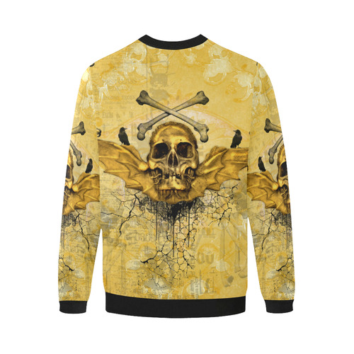 Awesome skull in golden colors Men's Oversized Fleece Crew Sweatshirt (Model H18)