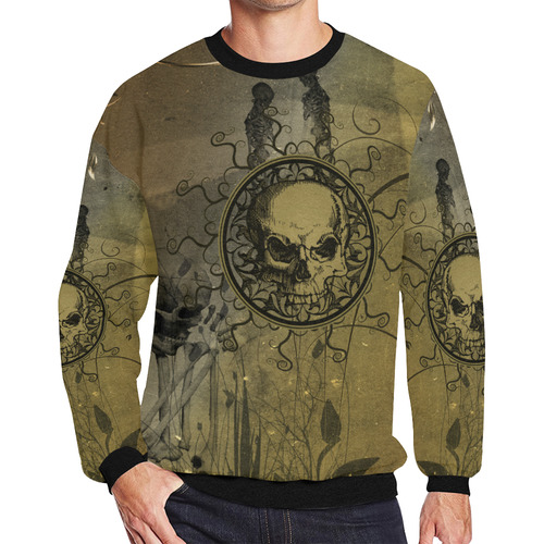 Amazing skull with skeletons Men's Oversized Fleece Crew Sweatshirt (Model H18)