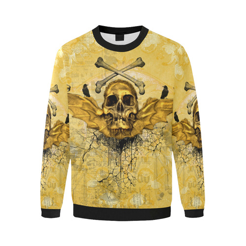 Awesome skull in golden colors Men's Oversized Fleece Crew Sweatshirt (Model H18)