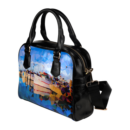 Boats in Harbor Low Polygon Art Shoulder Handbag (Model 1634)