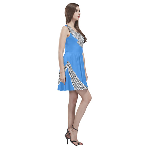 Assyrian Wing Light Blue Dress Thea Sleeveless Skater Dress(Model D19)