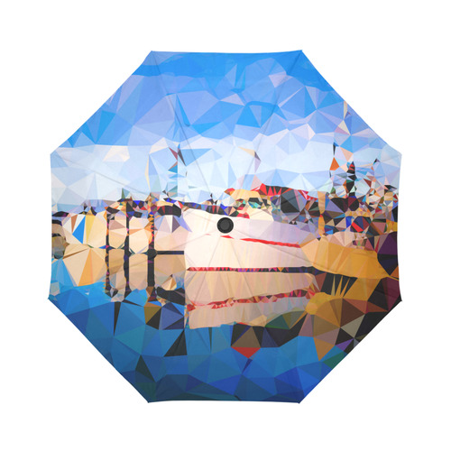 Boats in Harbor Low Polygon Art Auto-Foldable Umbrella (Model U04)