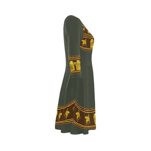 Ishtar Gate with Lamassu Dress 3/4 Sleeve Sundress (D23)