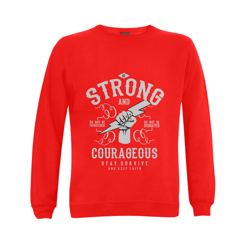 Strong and Courageous Red Gildan Crewneck Sweatshirt(NEW) (Model H01)