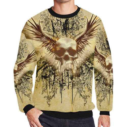 Amazing skull, wings and grunge Men's Oversized Fleece Crew Sweatshirt (Model H18)