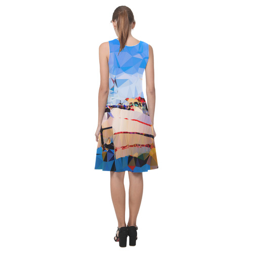 Boats in Harbor Low Polygon Art Atalanta Casual Sundress(Model D04)