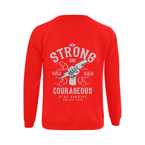 Strong and Courageous Red Gildan Crewneck Sweatshirt(NEW) (Model H01)