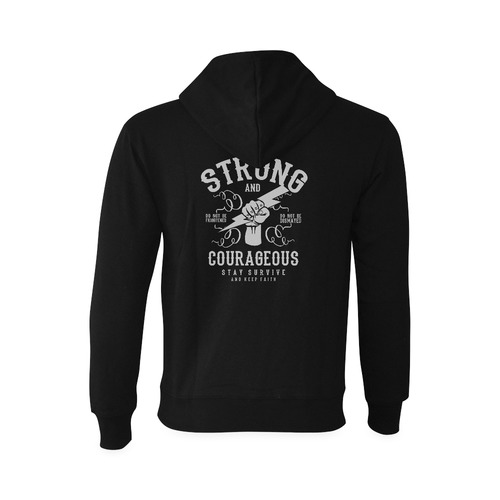Strong and Courageous Black Oceanus Hoodie Sweatshirt (Model H03)