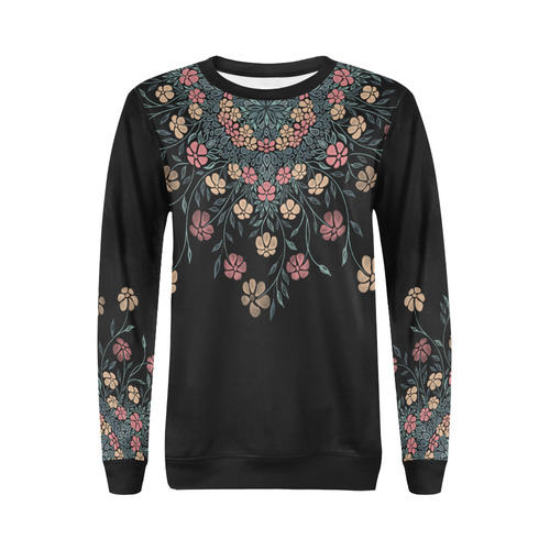 Pretty Powder Pastels Flowers Mandala Pattern All Over Print Crewneck Sweatshirt for Women (Model H18)