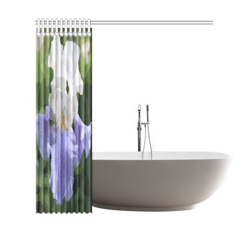 Purple Iris Floral Low Polygon Art Shower Curtain 69"x70"