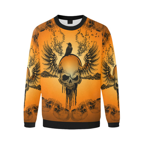 Amazing skull with crow Men's Oversized Fleece Crew Sweatshirt (Model H18)