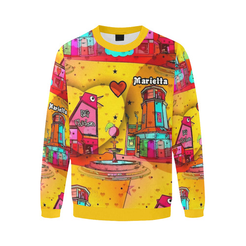 Marietta Popart by Nico Bielow Men's Oversized Fleece Crew Sweatshirt/Large Size(Model H18)