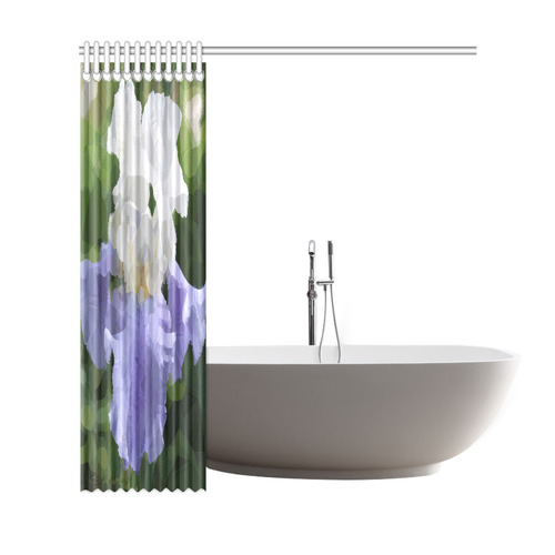 Purple Iris Floral Low Polygon Art Shower Curtain 69"x72"