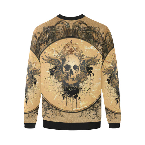 Awesome skull with wings and grunge Men's Oversized Fleece Crew Sweatshirt (Model H18)