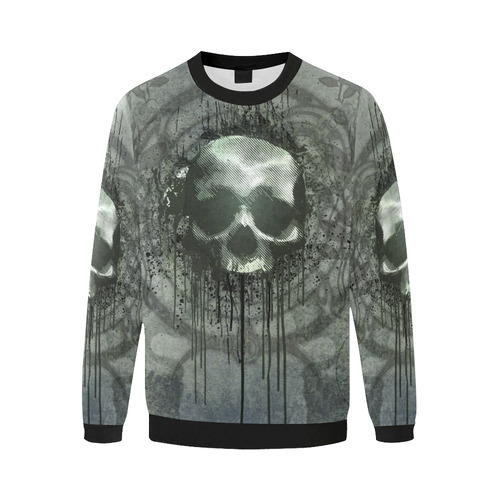 Awesome skull with bones and grunge Men's Oversized Fleece Crew Sweatshirt (Model H18)