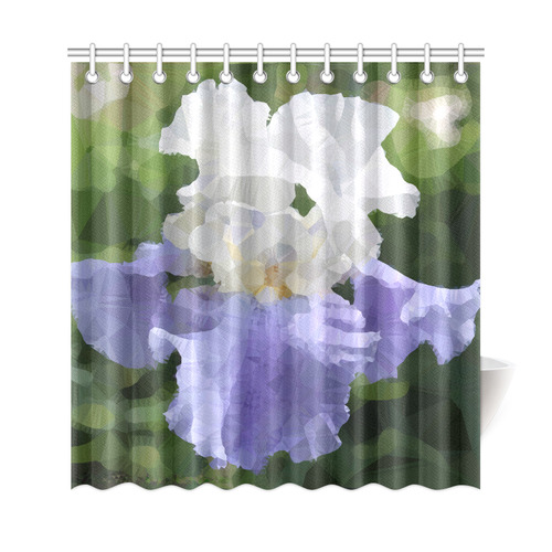 Purple Iris Floral Low Polygon Art Shower Curtain 69"x72"