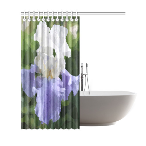 Purple Iris Floral Low Polygon Art Shower Curtain 69"x72"