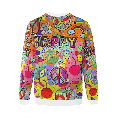 Happy Popart by Nico Bielow Men's Oversized Fleece Crew Sweatshirt (Model H18)