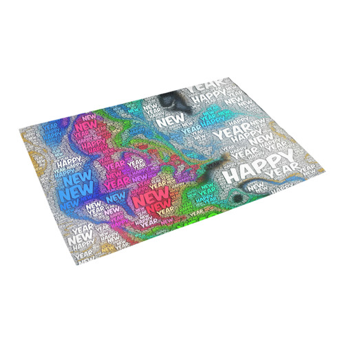 WordArt Happy new Year by FeelGood Azalea Doormat 24" x 16" (Sponge Material)
