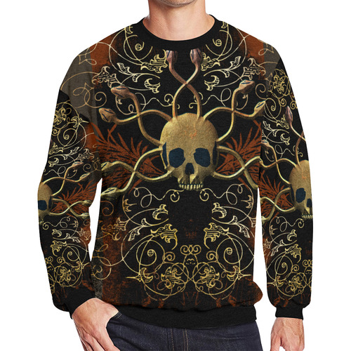 Amazing skull Men's Oversized Fleece Crew Sweatshirt (Model H18)