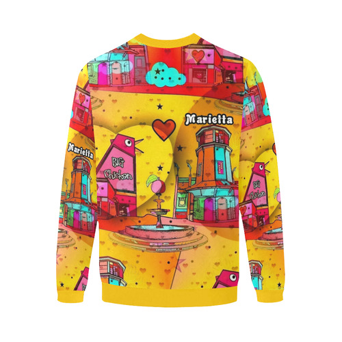 Marietta Popart by Nico Bielow Men's Oversized Fleece Crew Sweatshirt/Large Size(Model H18)