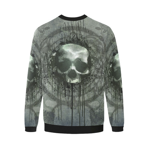 Awesome skull with bones and grunge Men's Oversized Fleece Crew Sweatshirt (Model H18)