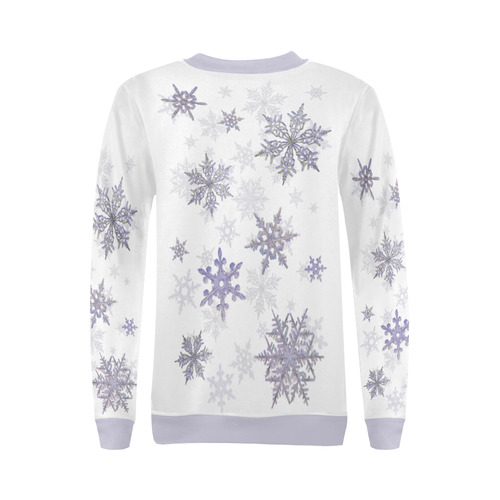 Snowflakes Blue Purple All Over Print Crewneck Sweatshirt for Women (Model H18)