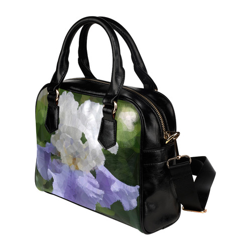 Purple Iris Floral Low Polygon Art Shoulder Handbag (Model 1634)