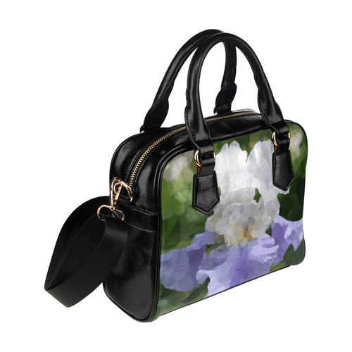 Purple Iris Floral Low Polygon Art Shoulder Handbag (Model 1634)