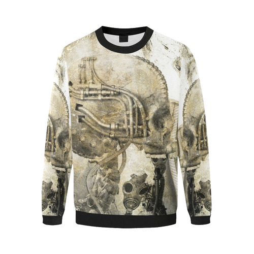 Awesome technical skull, vintage design Men's Oversized Fleece Crew Sweatshirt (Model H18)