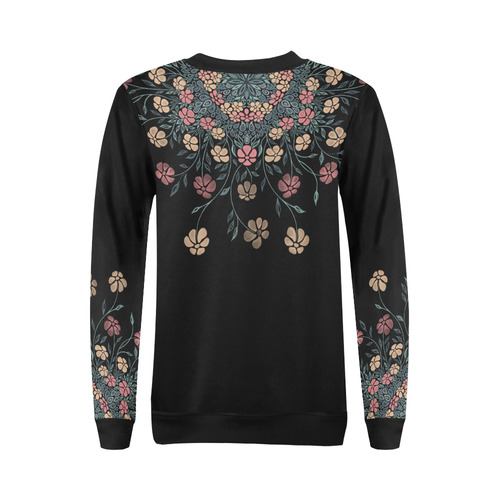 Pretty Powder Pastels Flowers Mandala Pattern All Over Print Crewneck Sweatshirt for Women (Model H18)