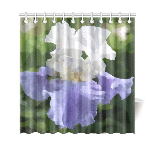 Purple Iris Floral Low Polygon Art Shower Curtain 69"x70"