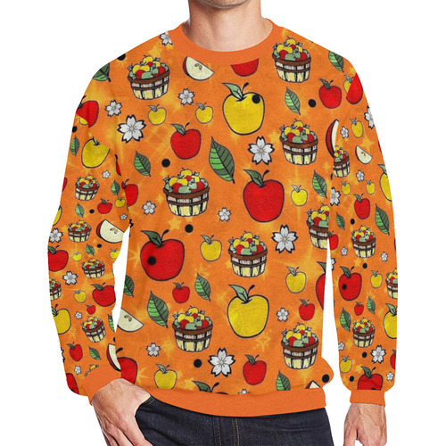 Apple Popart by Nico Bielow Men's Oversized Fleece Crew Sweatshirt/Large Size(Model H18)
