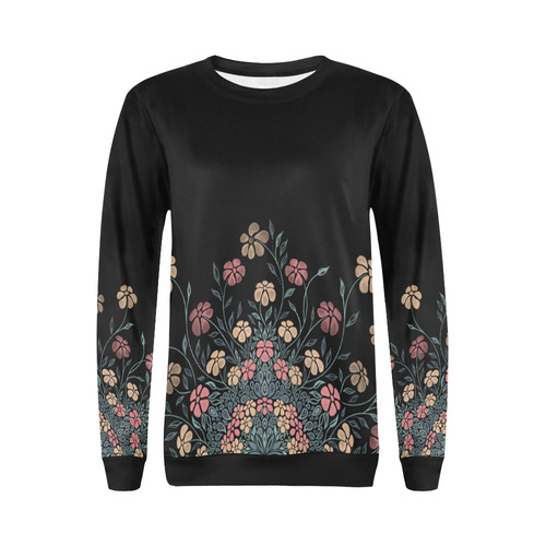 Pretty Powder Pastels Flowers Mandala Pattern All Over Print Crewneck Sweatshirt for Women (Model H18)