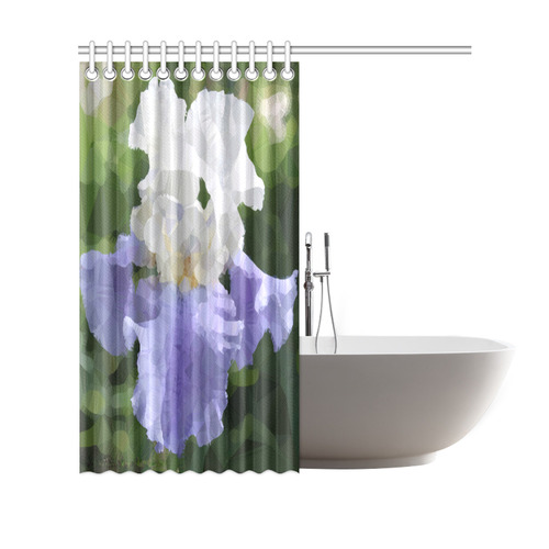 Purple Iris Floral Low Polygon Art Shower Curtain 69"x70"