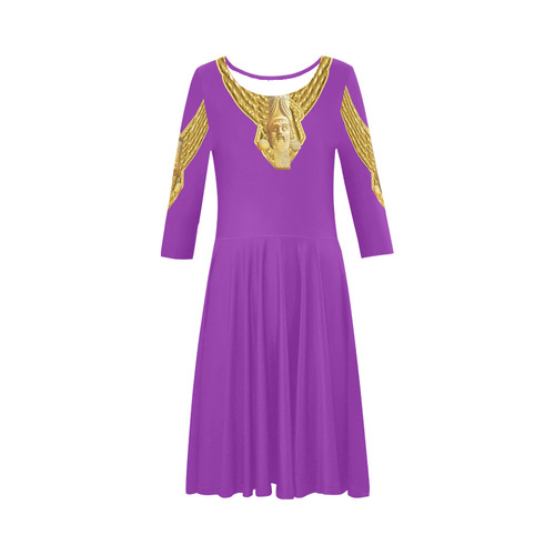 Assyrian Folk Elbow Sleeve Ice Skater Dress (D20)