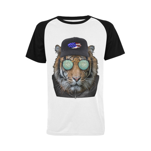 Dressed up Bengal Tiger Men's Raglan T-shirt Big Size (USA Size) (Model T11)