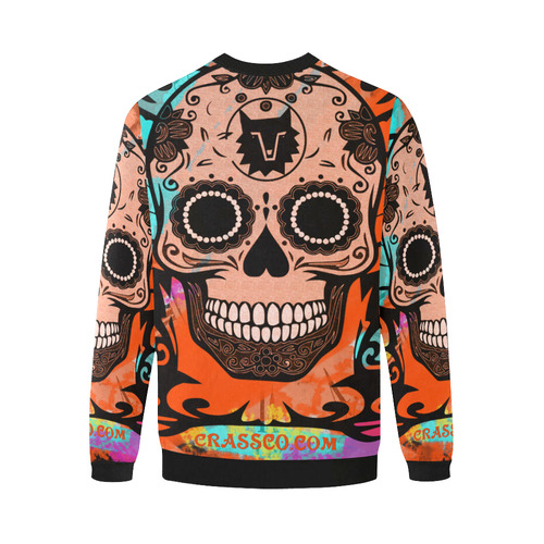 SKULL FLEECE V Men's Oversized Fleece Crew Sweatshirt (Model H18)