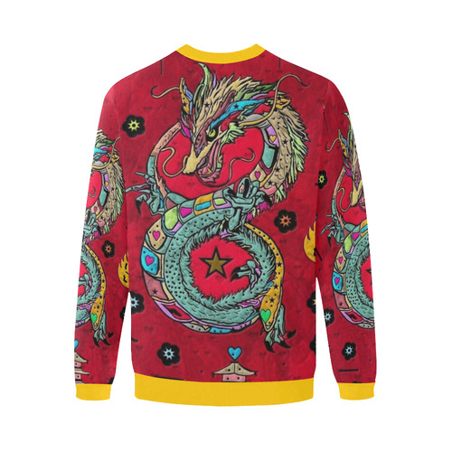 Dragon Popart by Nico Bielow Men's Oversized Fleece Crew Sweatshirt (Model H18)
