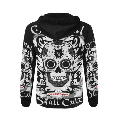 ORIGINAL SKULL CULT I All Over Print Full Zip Hoodie for Men (Model H14)