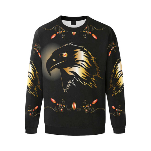 Eagle in gold and black Men's Oversized Fleece Crew Sweatshirt/Large Size(Model H18)